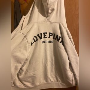 PINK victoria secret fur lined full zip hoodie jacket